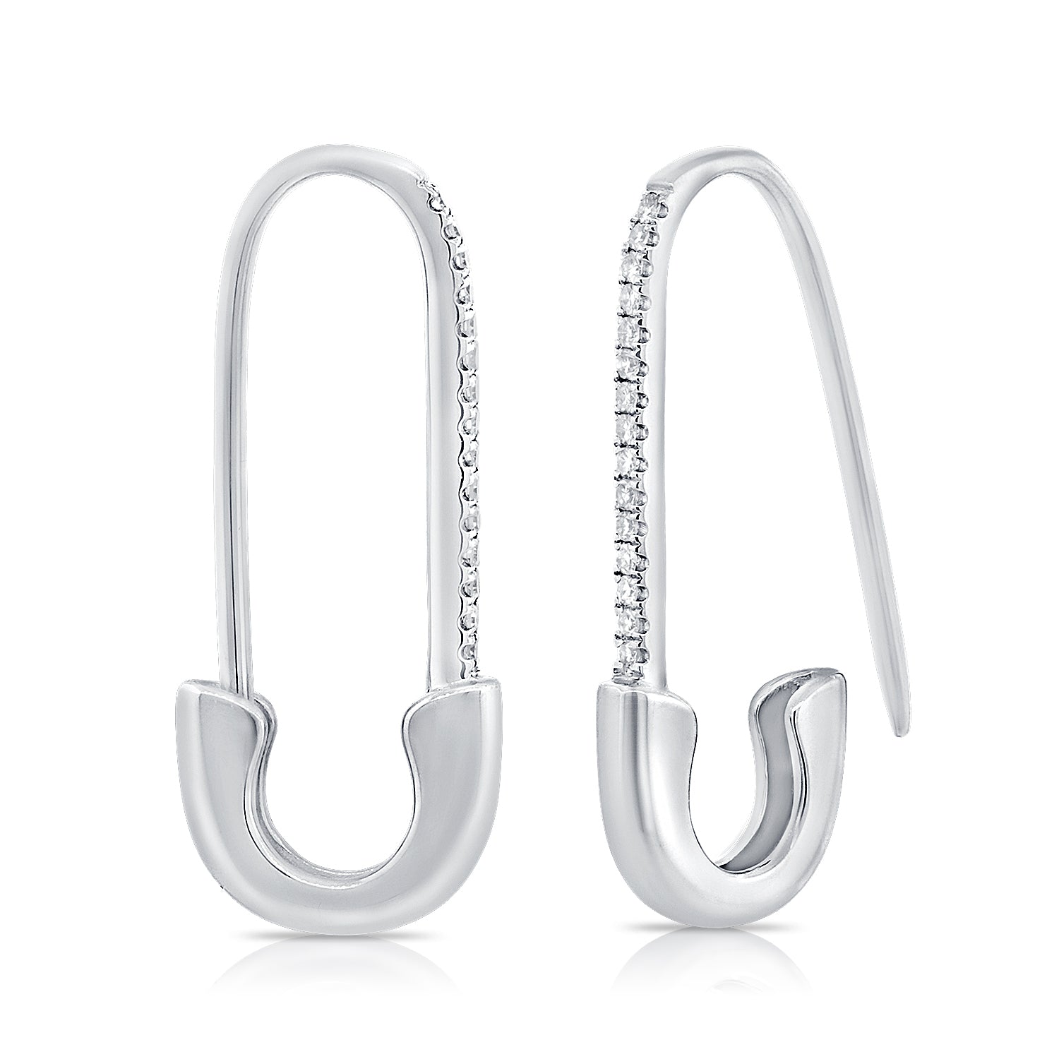 14k Gold & Diamond Safety Pin Earrings - 0.10ct