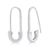 14k Gold & Diamond Safety Pin Earrings - 0.10ct