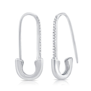 14k Gold & Diamond Safety Pin Earrings