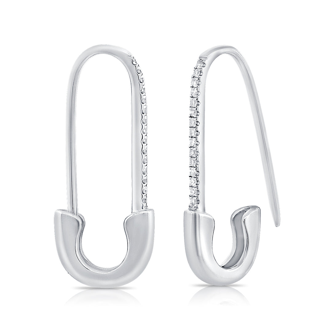 14k Gold & Diamond Safety Pin Earrings