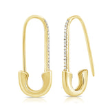 14k Gold & Diamond Safety Pin Earrings - 0.10ct