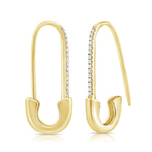 Load image into Gallery viewer, 14k Gold &amp; Diamond Safety Pin Earrings