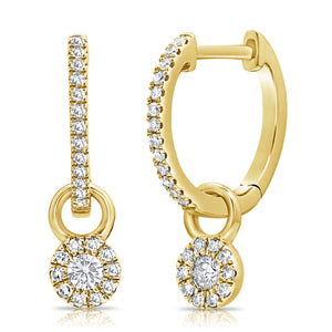 14k Gold & Diamond Dangle Huggies