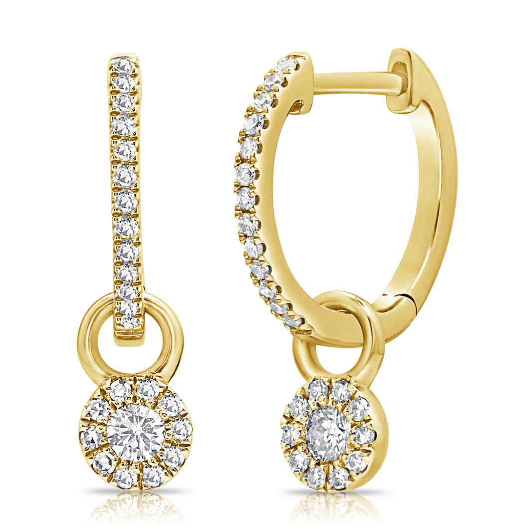 14k Gold & Diamond Dangle Huggies