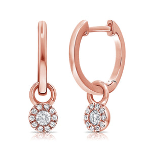 14k Gold & Diamond Dangle Huggies