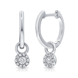 14k Gold & Diamond Dangle Huggies