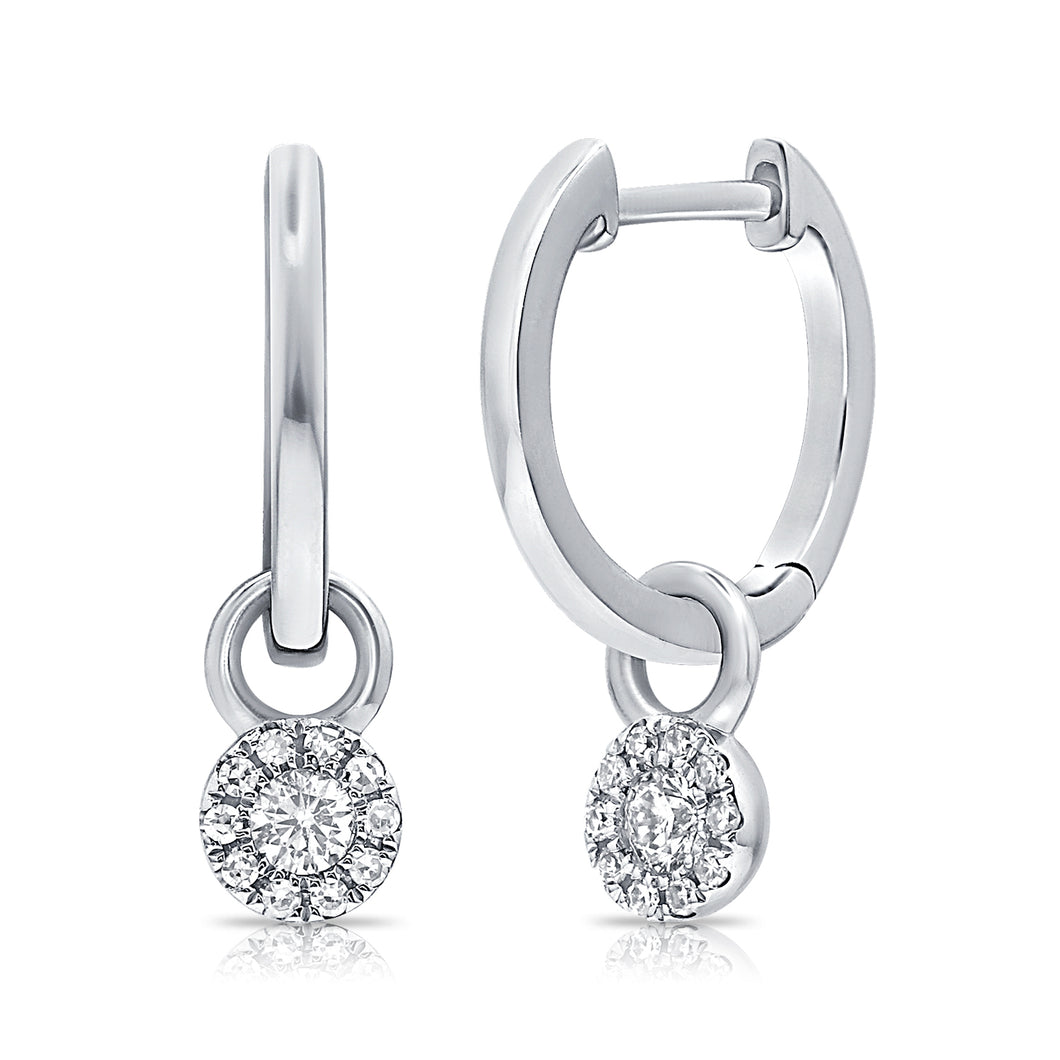 14k Gold & Diamond Dangle Huggies