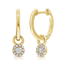 Load image into Gallery viewer, 14k Gold &amp; Diamond Dangle Huggies