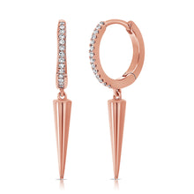 Load image into Gallery viewer, 14k Gold Diamond Huggie Earrings