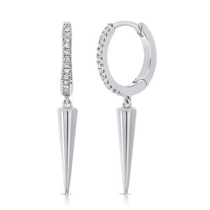 14k Gold Diamond Huggie Earrings