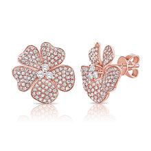 Load image into Gallery viewer, 14k Gold &amp; Diamond Flower Earrings