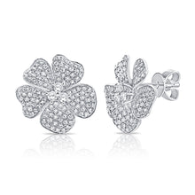 Load image into Gallery viewer, 14k Gold &amp; Diamond Flower Earrings