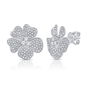 14k Gold & Diamond Flower Earrings