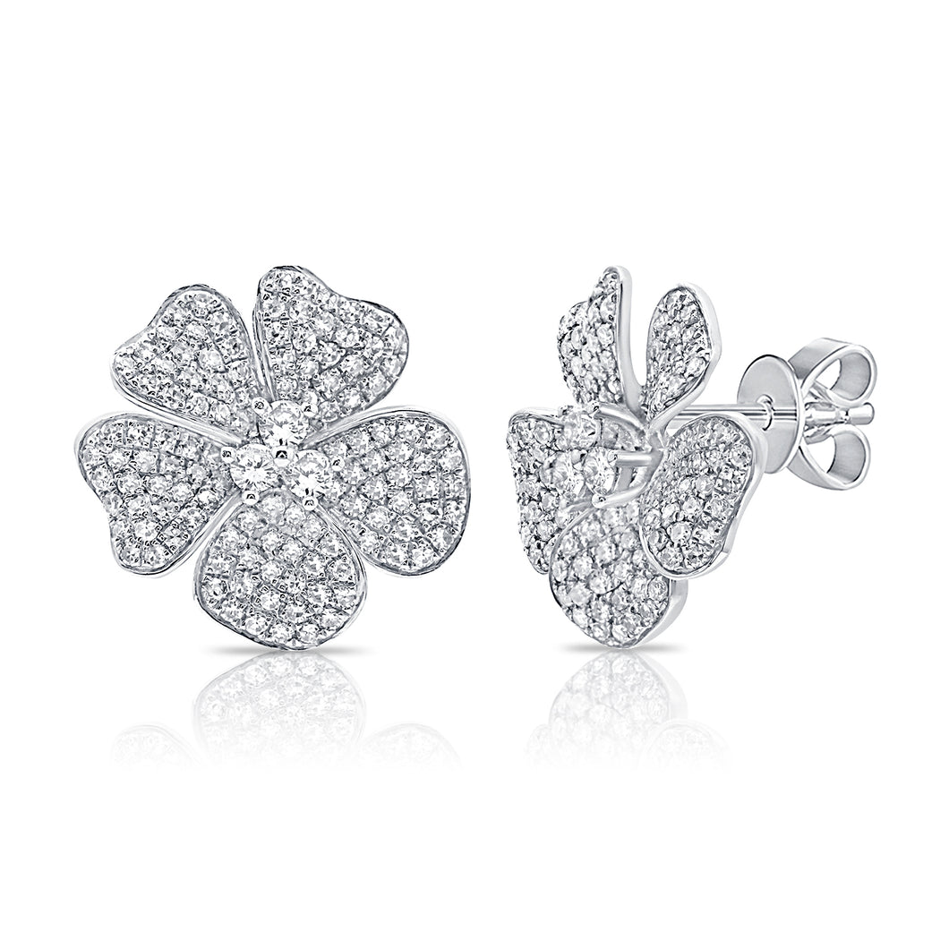 14k Gold & Diamond Flower Earrings