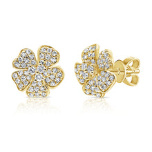 Load image into Gallery viewer, 14k Gold &amp; Diamond Flower Stud Earrings