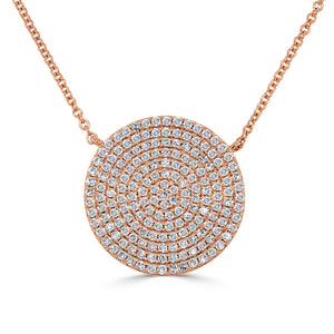 14k Gold & Diamond Large Disc Necklace