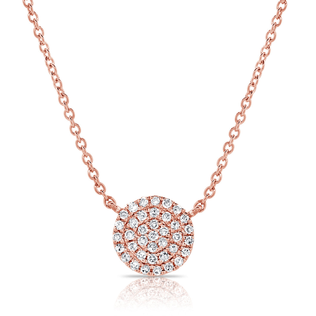 14k Gold & Diamond Small Disc Necklace
