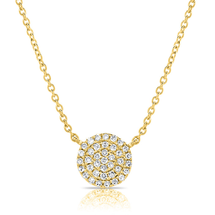 14k Gold & Diamond Small Disc Necklace