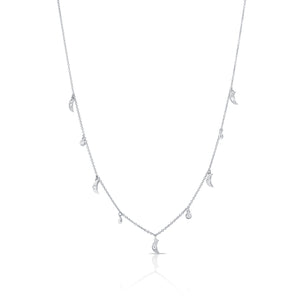14k Gold & Diamond Dangle Moon Necklace
