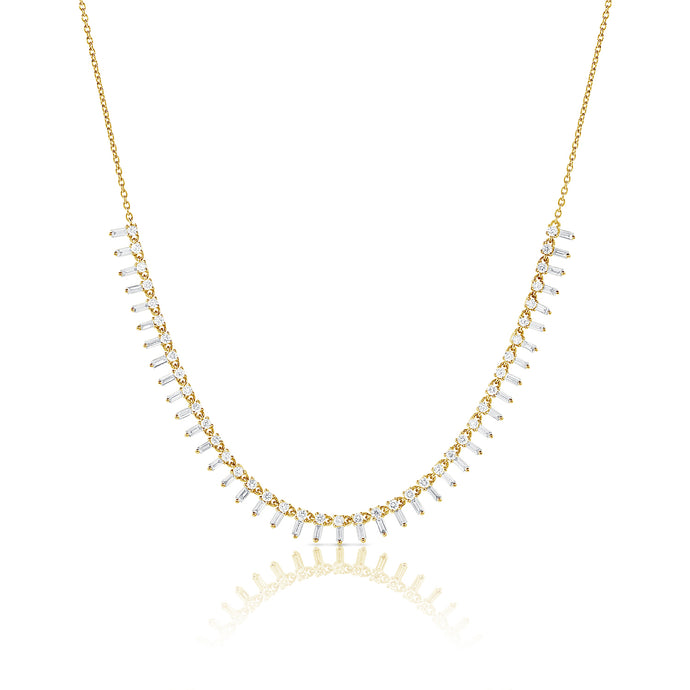14k Gold & Diamond Baguette Choker Necklace