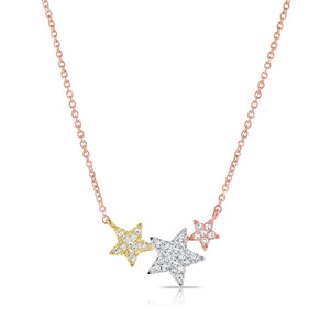 14K Gold Two-Tone Diamond Star Necklace