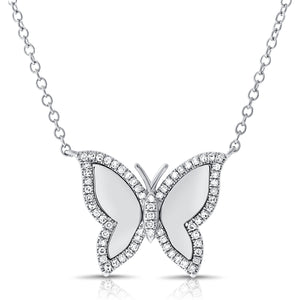 14k Gold & Diamond Butterfly Necklace