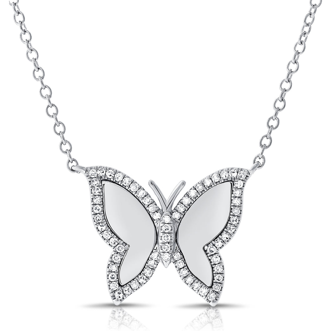 14k Gold & Diamond Butterfly Necklace