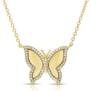 14k Gold & Diamond Butterfly Necklace