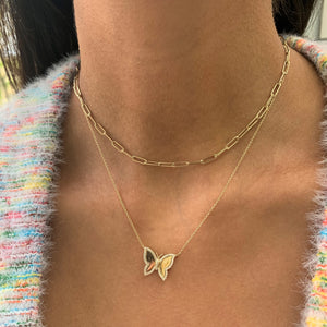 14k Gold & Diamond Butterfly Necklace