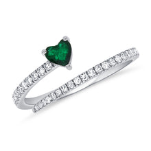 Load image into Gallery viewer, 14K Gold Diamond &amp; Emerald Crossover Open Ring