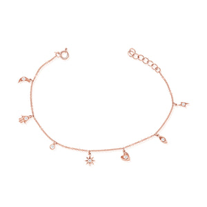 14k Gold & Diamond Charm Bracelet