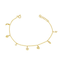 Load image into Gallery viewer, 14k Gold &amp; Diamond Charm Bracelet
