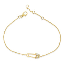 Load image into Gallery viewer, 14k Gold &amp; Diamond Safety Pin Bracelet