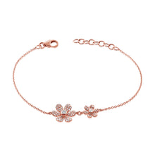Load image into Gallery viewer, 14k Gold &amp; Diamond Double Flower Bracelet