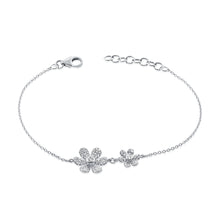 Load image into Gallery viewer, 14k Gold &amp; Diamond Double Flower Bracelet