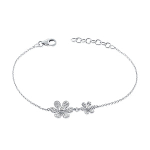 14k Gold & Diamond Double Flower Bracelet