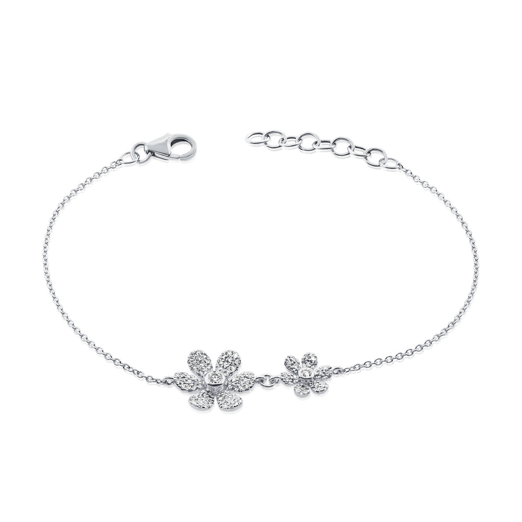 14k Gold & Diamond Double Flower Bracelet