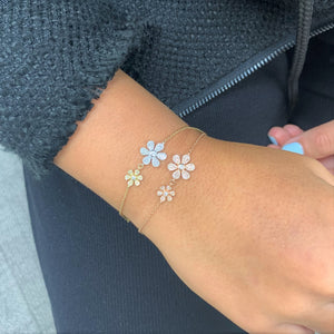 14k Gold & Diamond Double Flower Bracelet