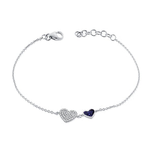 14k Gold & Diamond Heart Bracelet