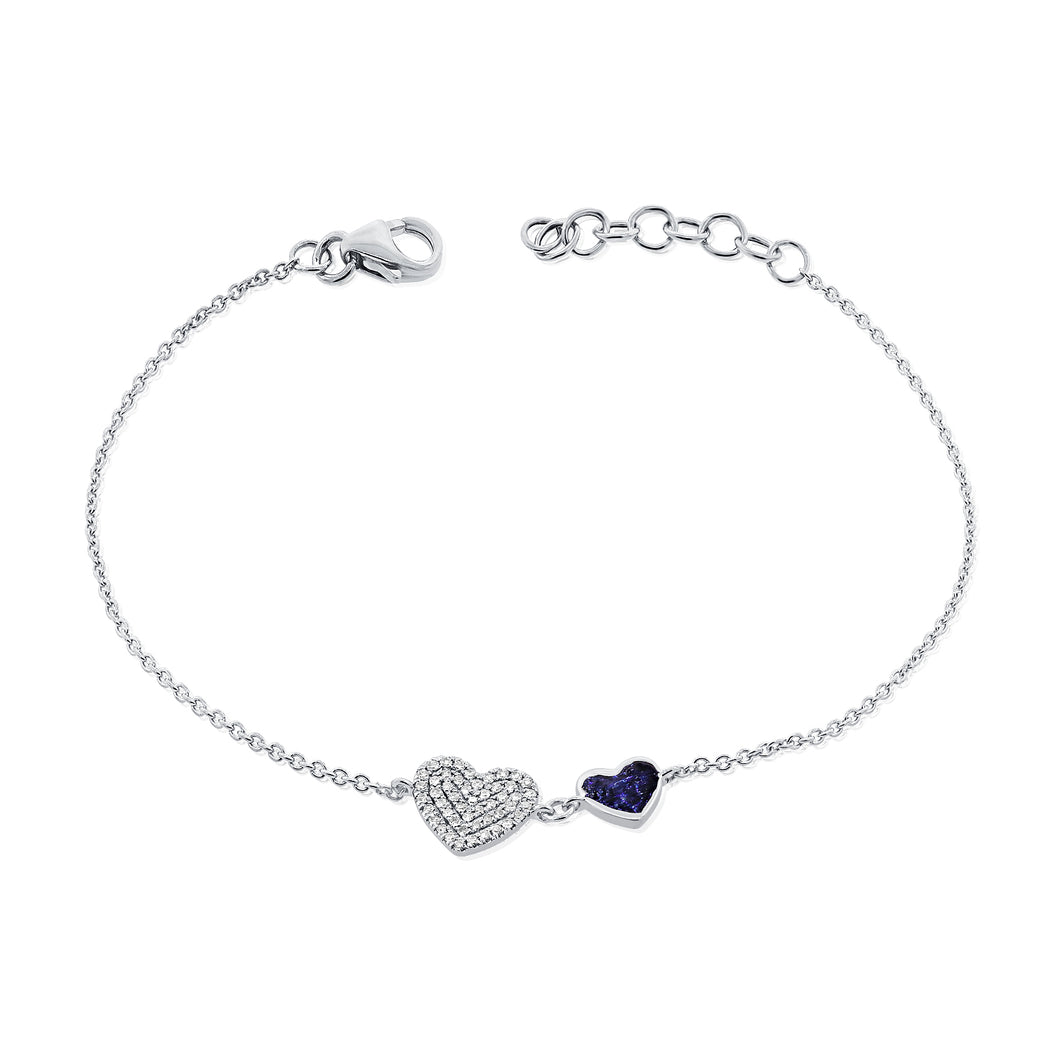14k Gold & Diamond Heart Bracelet