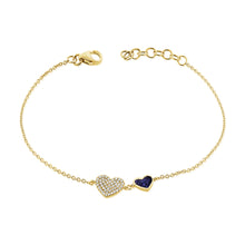 Load image into Gallery viewer, 14k Gold &amp; Diamond Heart Bracelet