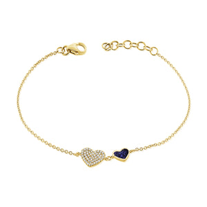14k Gold & Diamond Heart Bracelet
