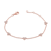 Load image into Gallery viewer, 14k Gold &amp; Diamond Heart Station Bracelet