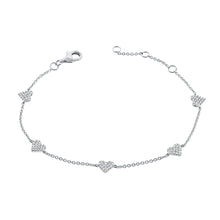 Load image into Gallery viewer, 14k Gold &amp; Diamond Heart Station Bracelet