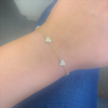 Load image into Gallery viewer, 14k Gold &amp; Diamond Heart Station Bracelet