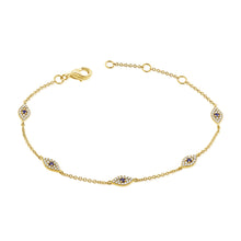 Load image into Gallery viewer, 14k Gold &amp; Diamond Evil Eye Bracelet