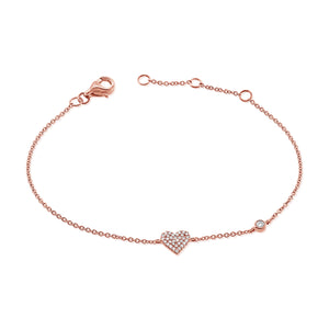 14k Gold & Diamond Heart Bracelet
