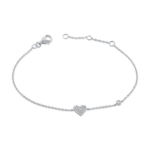 14k Gold & Diamond Heart Bracelet