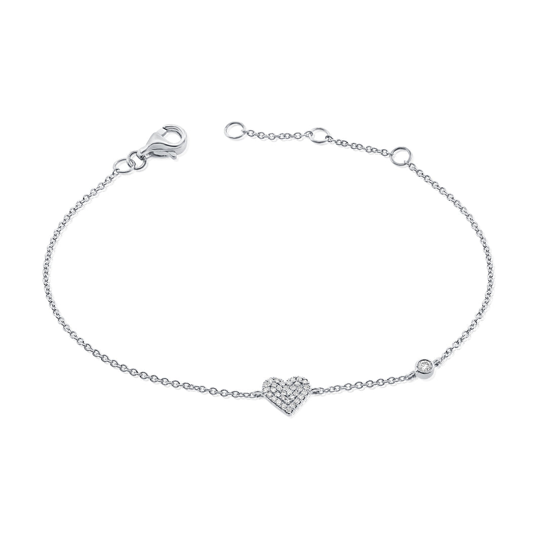 14k Gold & Diamond Heart Bracelet