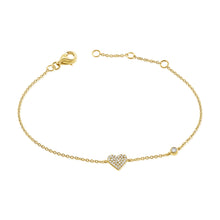 Load image into Gallery viewer, 14k Gold &amp; Diamond Heart Bracelet